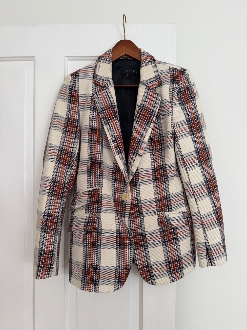 Laveer Cream/Plaid One-Button Blazer